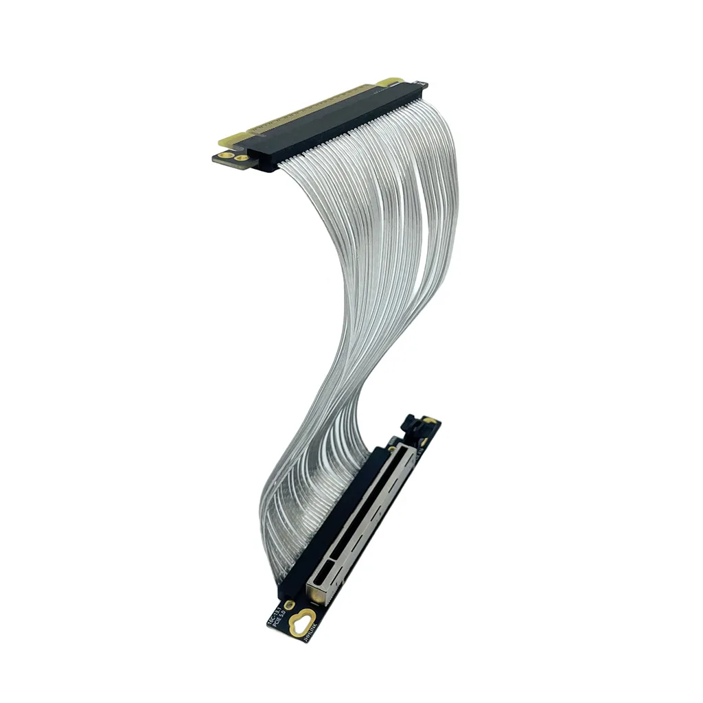 PCIE 5.0 X16 graphics card extension cable 90 degree right angle silver plated cable GEN5 adapter cable high speed lossless
