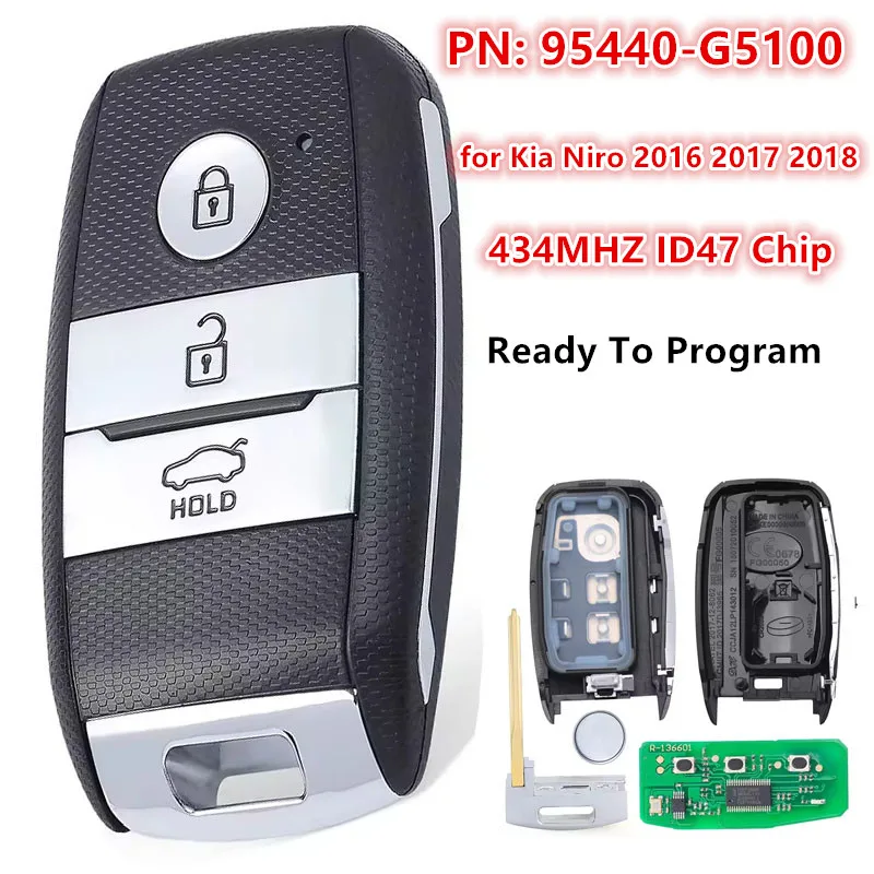 

KEYECU for Kia Niro 2016 2017 2018 Proximity Keyless Entry Go Smart Remote Key Fob 95440-G5100 433MHz ID47 Chip