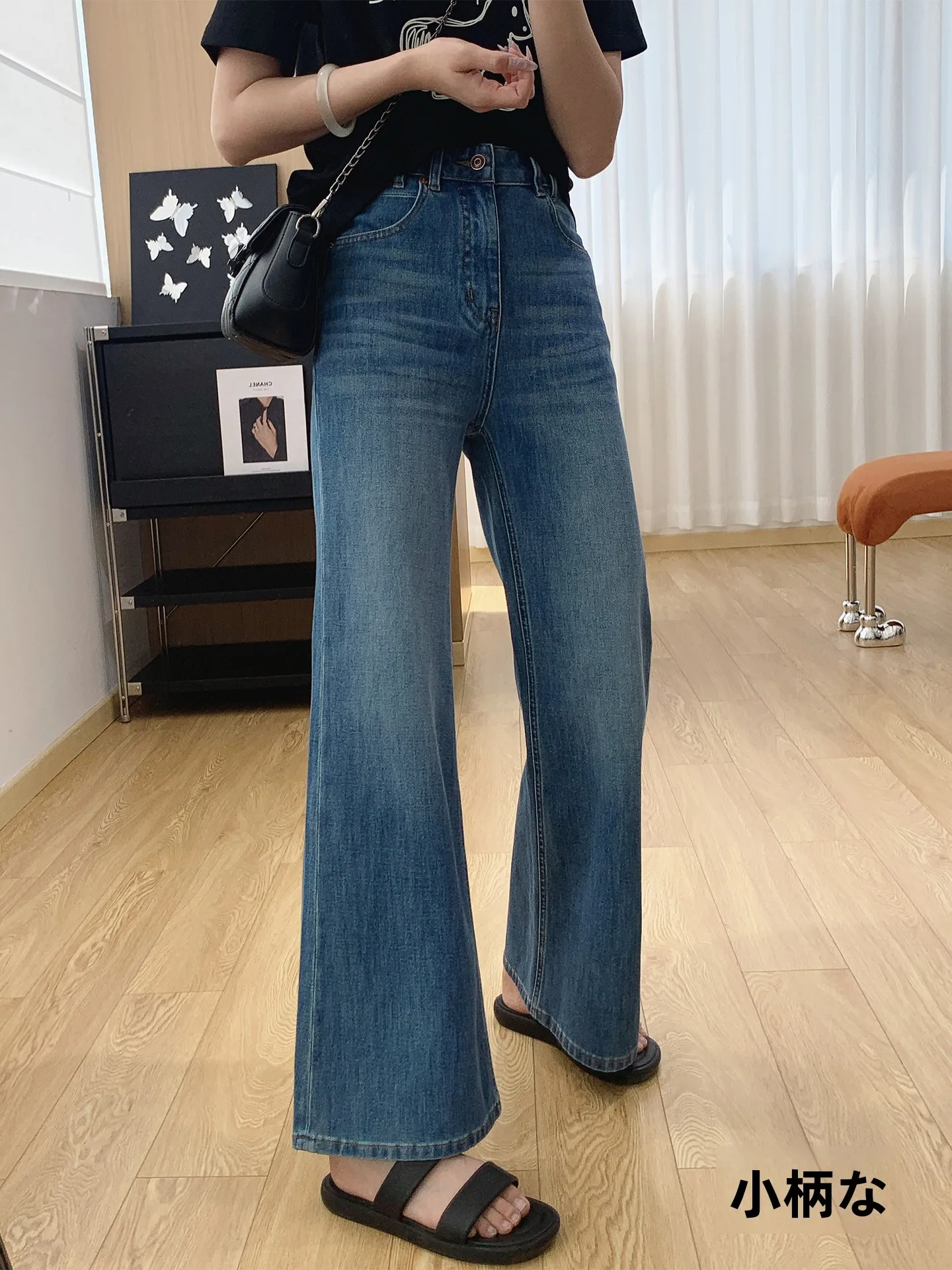 

High Waist Slim Fit Micro Flared Jeans Women's Spring Summer Pants Wide Leg Bell Bottoms Non Sticky Leg Cotton Denim