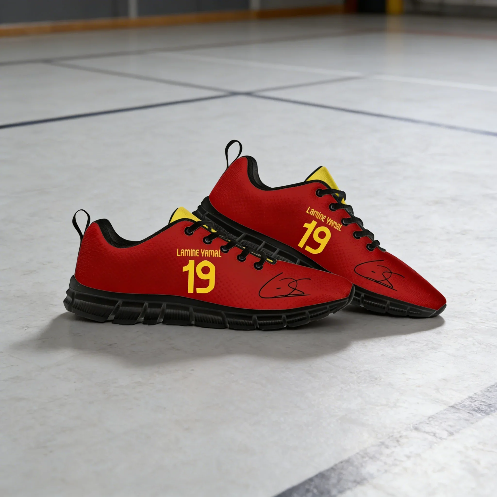 

Custom Yamal No.10 Soccer Sneakers, Men Women Teens Casual Sports Shoes Black