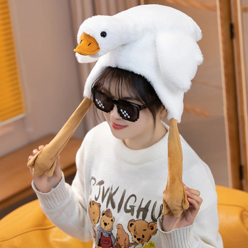 Goose Duck Ear Moving Hat Fun Cute Plush Animal Warm Hat Lovely LED Glowing Moving Ears Hats Funny Cosplay Party Caps Kid Gifts