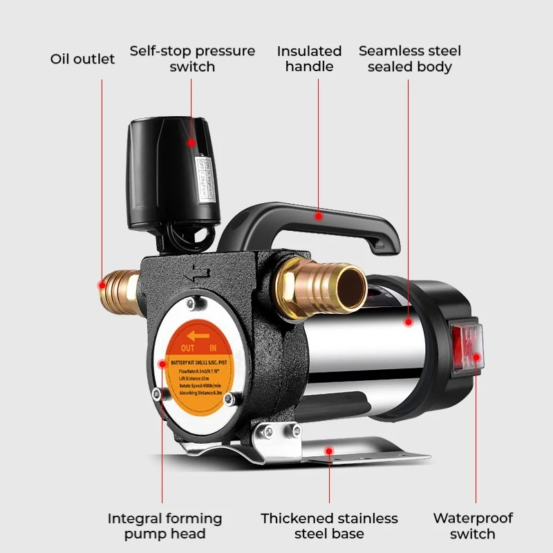 12V/24V/220V 990W Electric Oil Pump Diesel Kerosene Pump Automatically Stop Fuel Dispenser Self-Priming Pump With Accessories ﻿