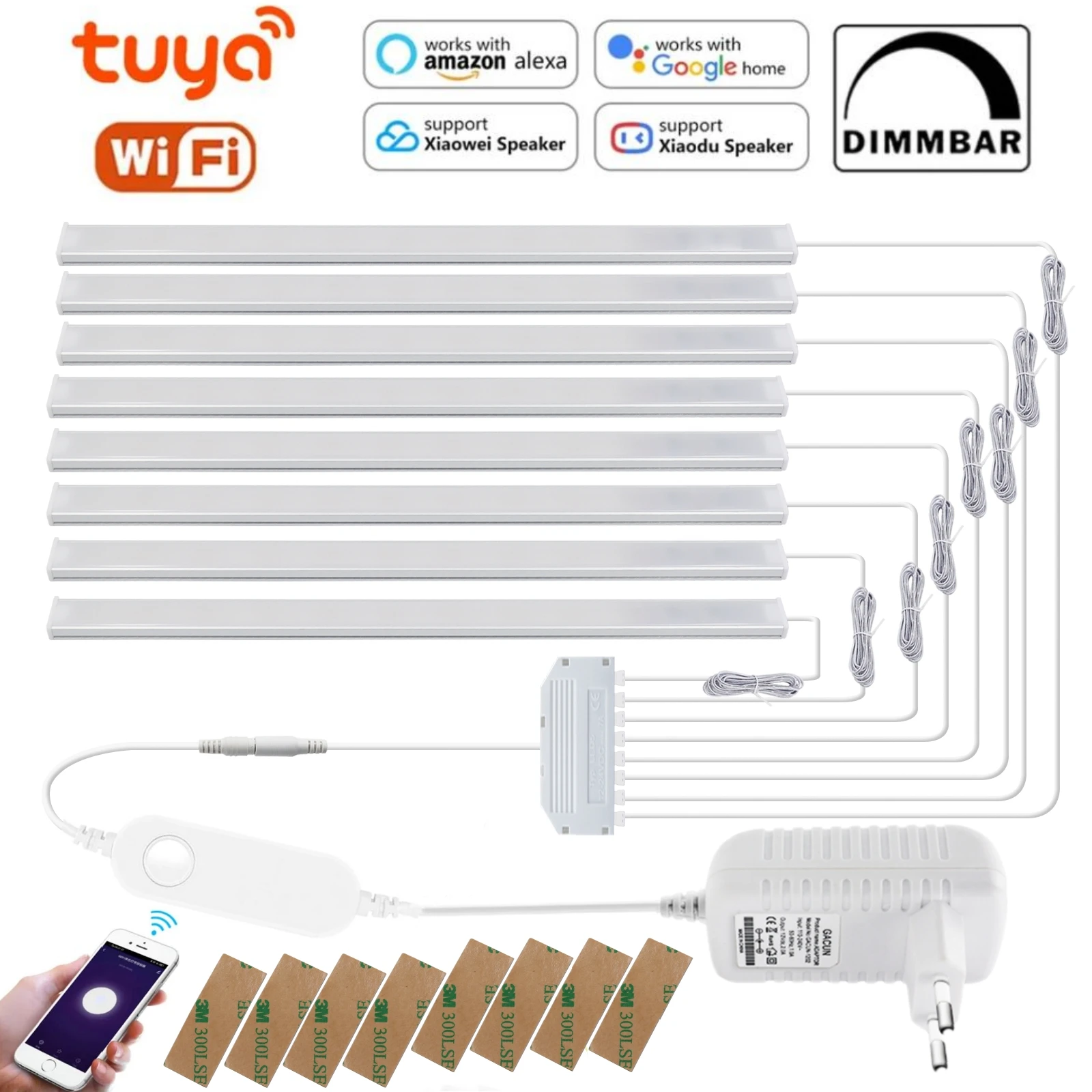 12V WIFI Bluetooth LED Barra luminosa da cucina 30CM 40CM 50CM Temporizzazione Lampada notturna per armadio Guardaroba Tuya Funziona con Alexa Google Home