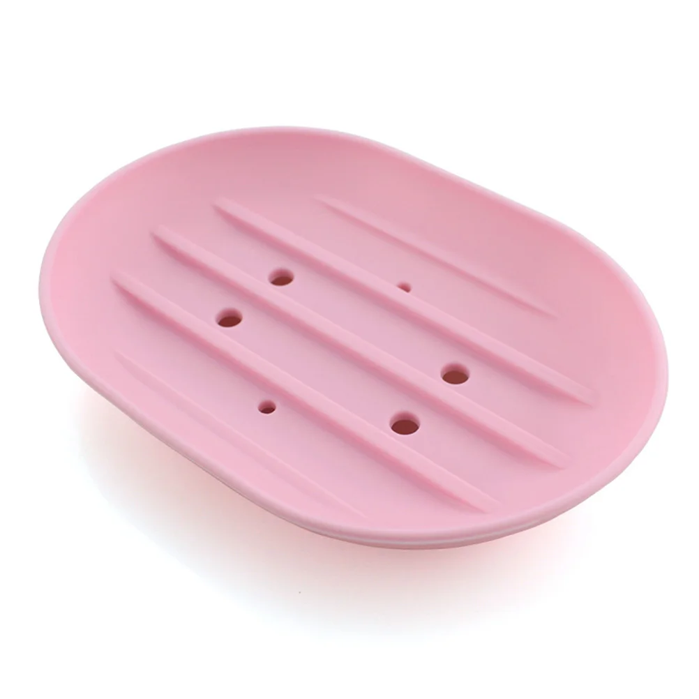 

4pcs Non-Slip Silicone Soap Holder Drainage Design Soap Tray For Bathroom Shower Kitchen Storage Pink White Each
