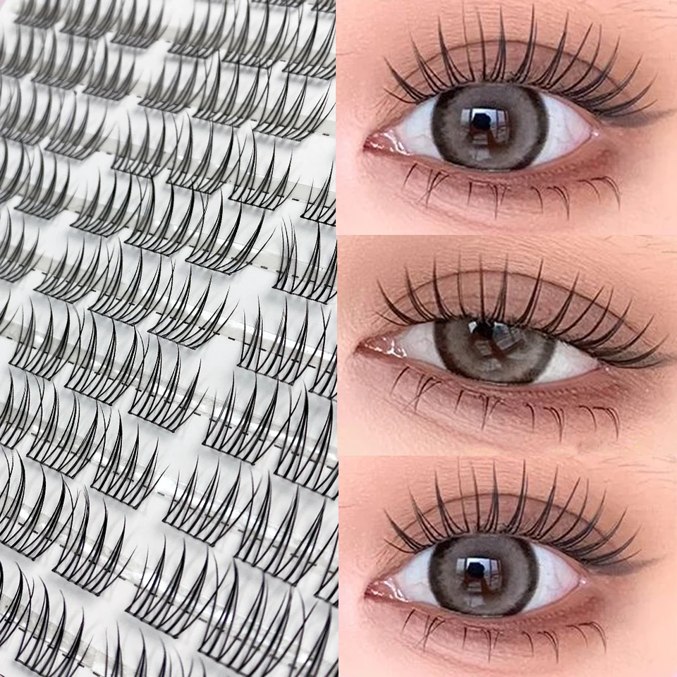 1 caja con 90 racimos de pestañas postizas negras naturales estilo manga, pestañas de anime, extensión de pestañas de gran capacidad, maquillaje chino 5