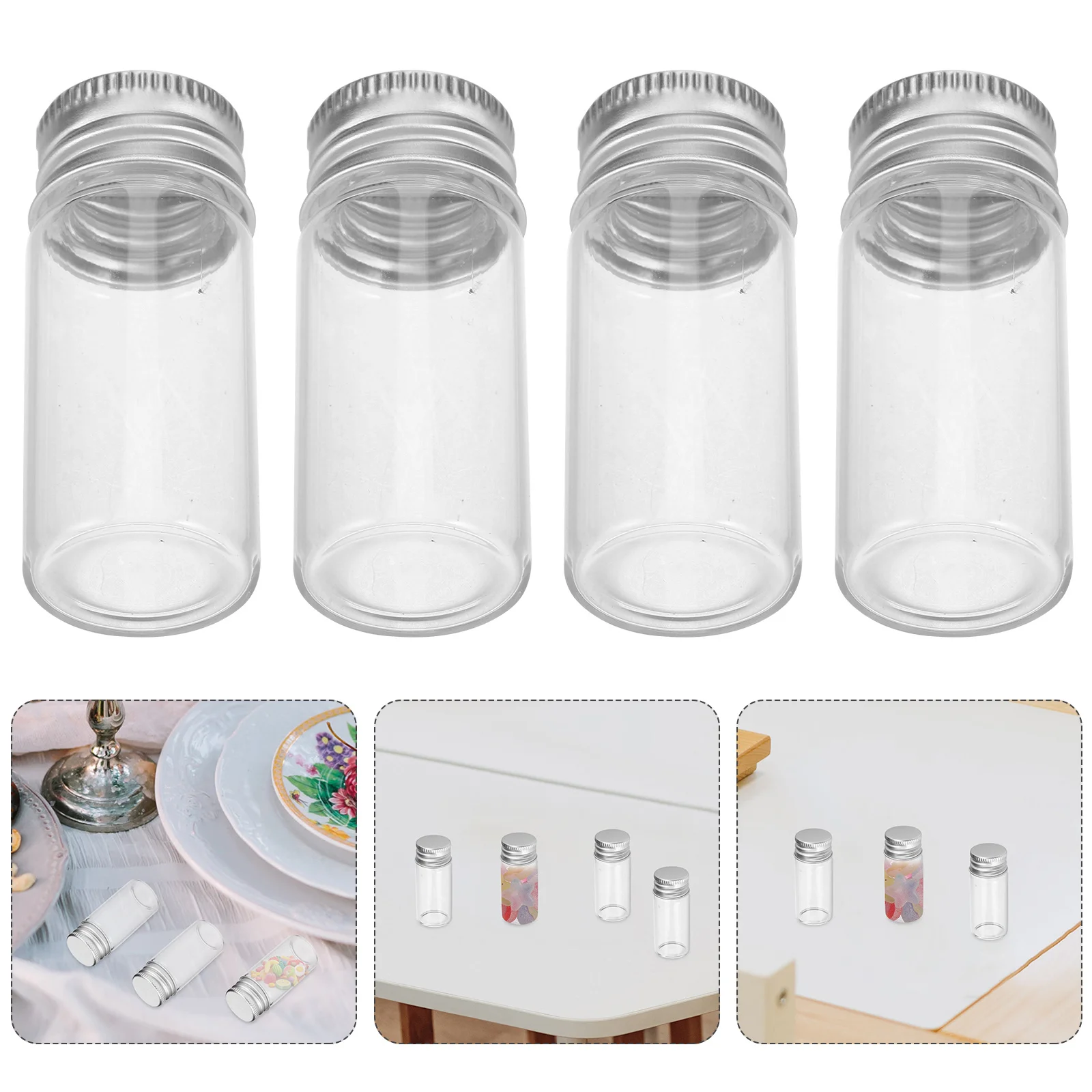 

30Pcs Mini Transparent Glass Bottles Aluminum Screw Caps Small Clear Bottles for Travel Samples DIY Crafts Party Favors Small
