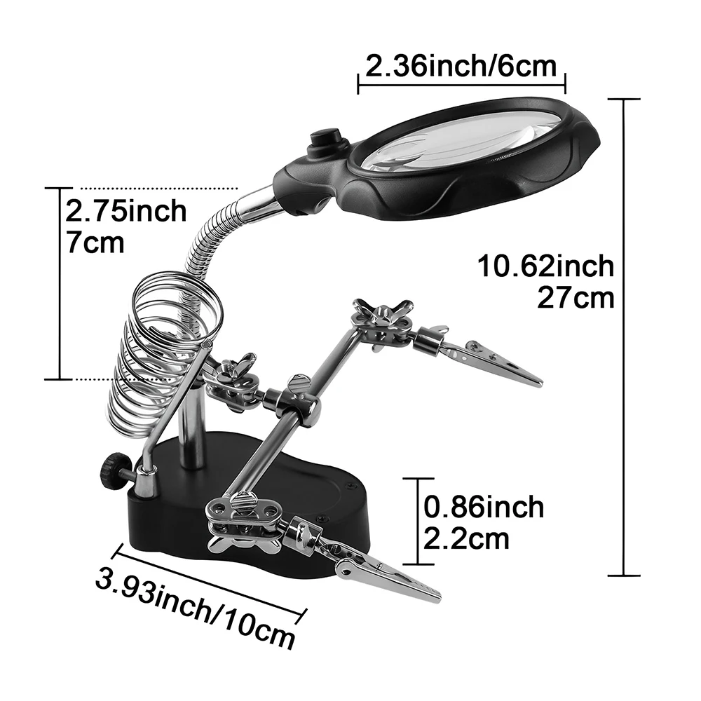 3.5X 12X Welding Auxiliary Clip Magnifier Electric Soldering Iron Circuit Board Welding Iron Magnifying Glass Bracket Tools