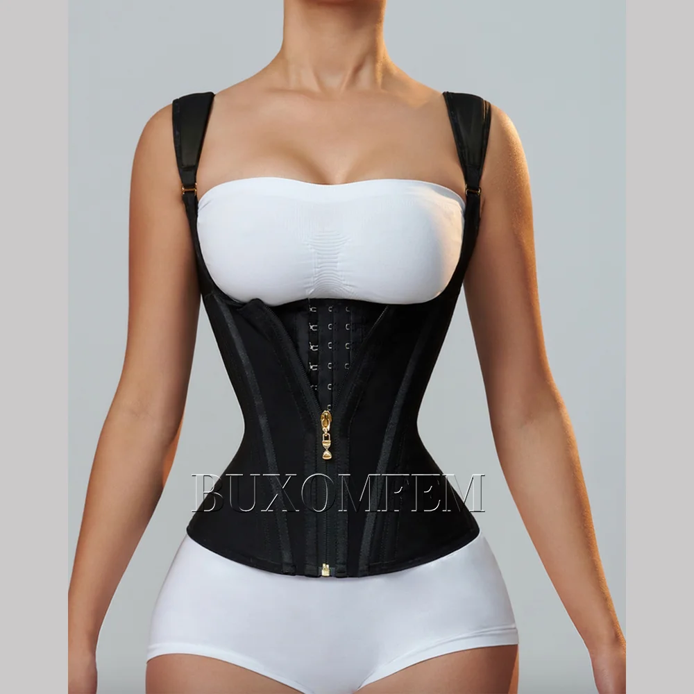 Stylish Fajas Colombianas Shaped Up Fat Burning Adjustable Corset Waist Trainer with Shoulder Straps Girdles for Postsurgical