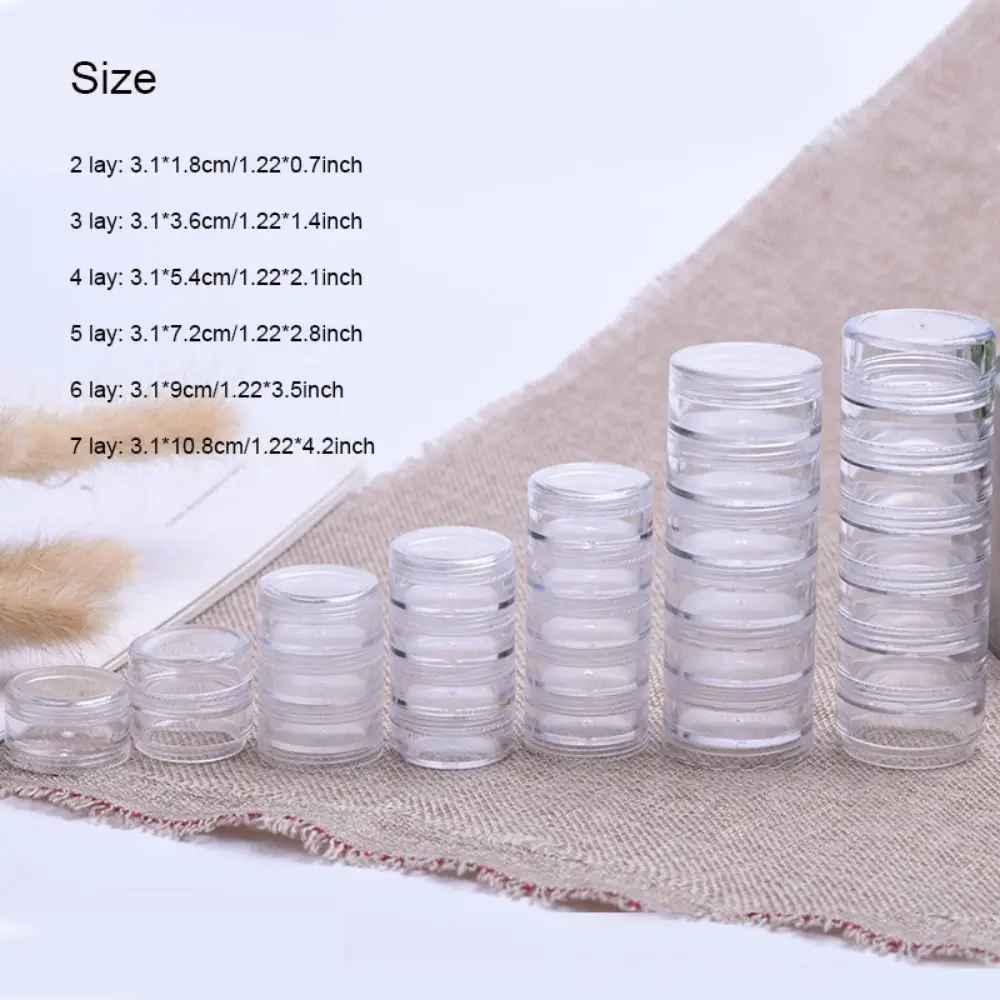 Mini caja de almacenamiento de joyería, organizador de maquillaje para pulsera, pendientes, crema facial, transparente, redonda, apilable, 5g