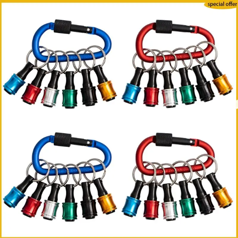 

A50I Bit Holder Keychain,4 Sets Of 12PCS 1/4 Drill Bit Holder, Easy Release And Quick Change Bit Holder