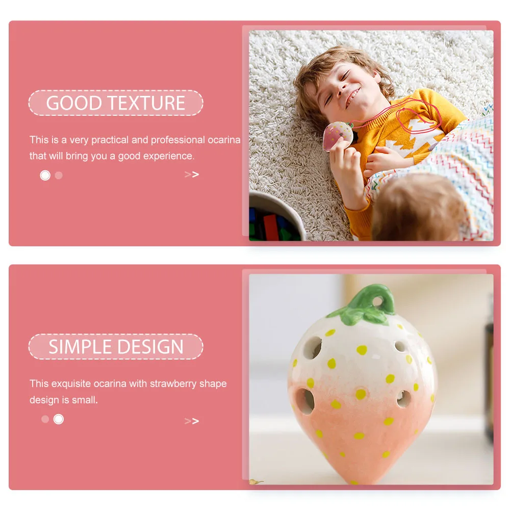 

Strawberry Ceramic 6 Holes Ocarina Portable Beginner Practice Musical Instrument for Children Ceramic Ocarina Ethnic Instrument