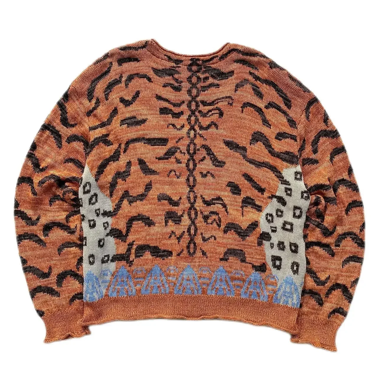 Kapital Vintage Non Hirata Hiroshi Tiger Leopard Print Long Sleeve Sweaters Loose V-neck Men's and Women's Knitted Cardigan