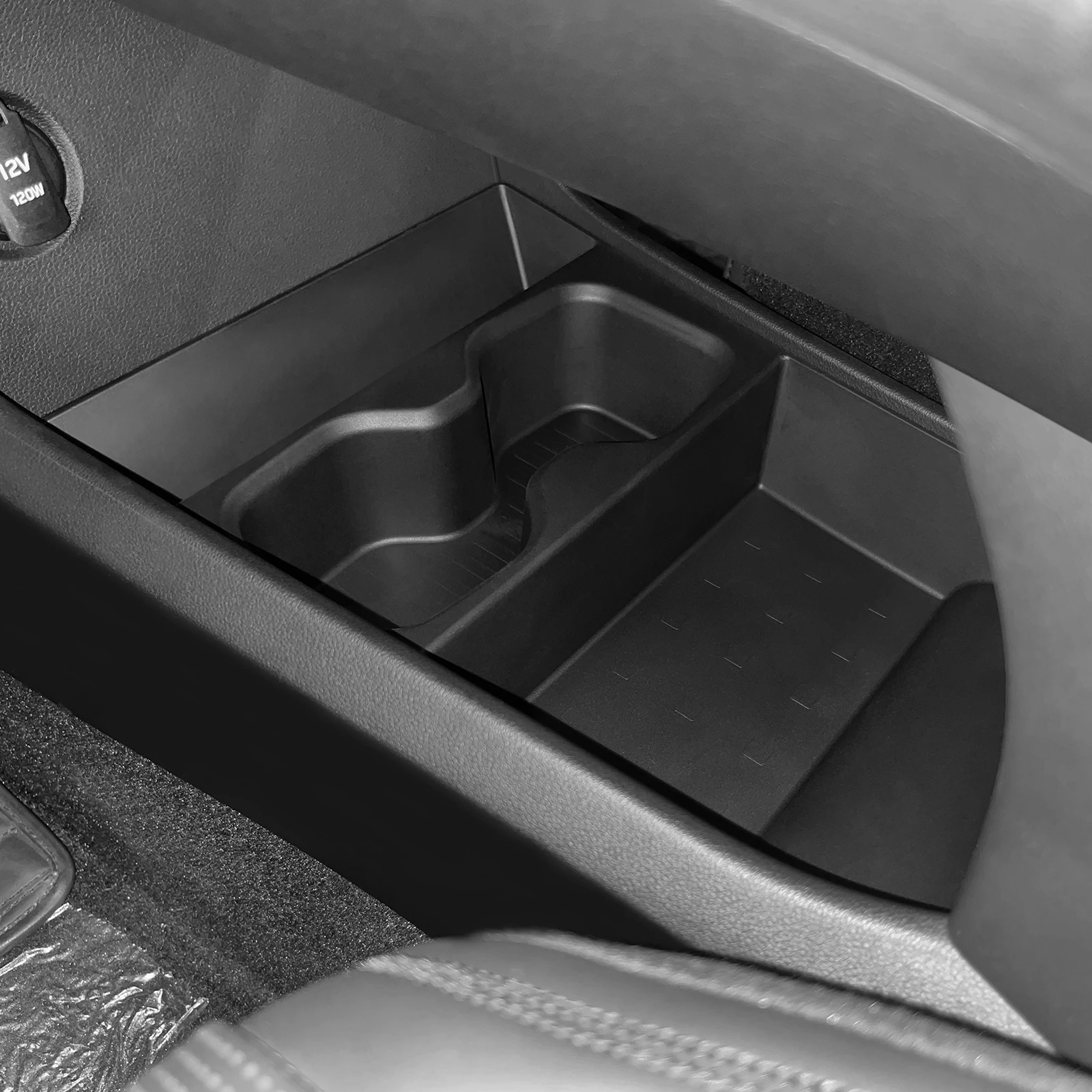for Hyundai Santa Fe 2024 2025 2026 Car Central Lower Layer Storage Box Cup Holder TPE Organizer Tray Accessories Tidying