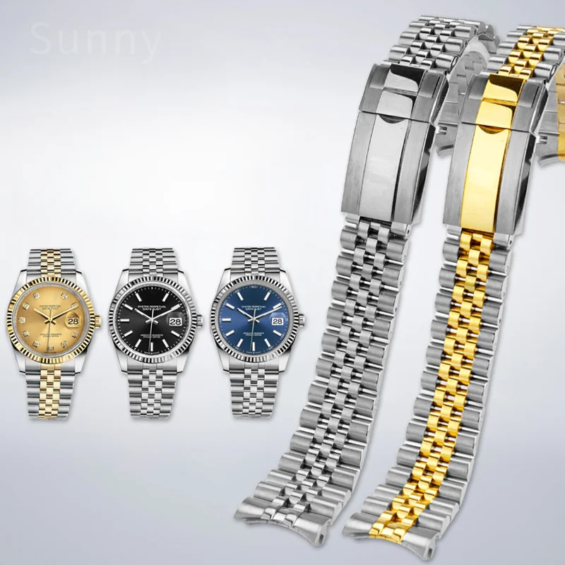 

Stainless Steel Metal Gentleman Watchbands for Rolex Log Series Waterproof Antirust Replace Curved Interface Accessories