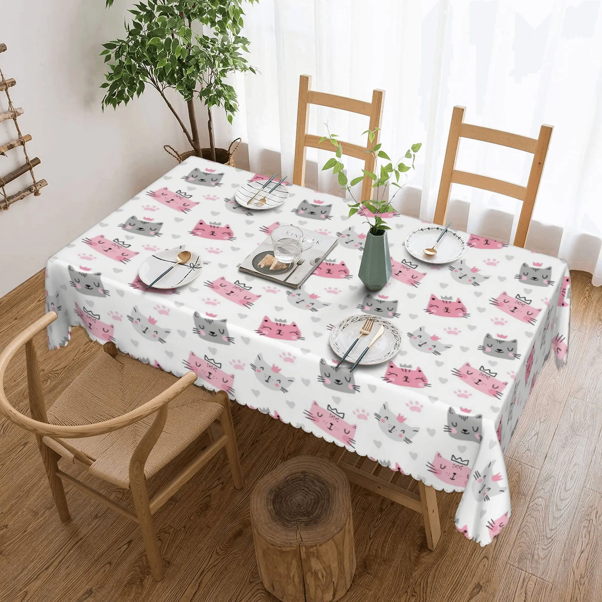 Nappe rectangulaire créative et mignonne en forme de chat, résistante à l'huile, pour la cuisine