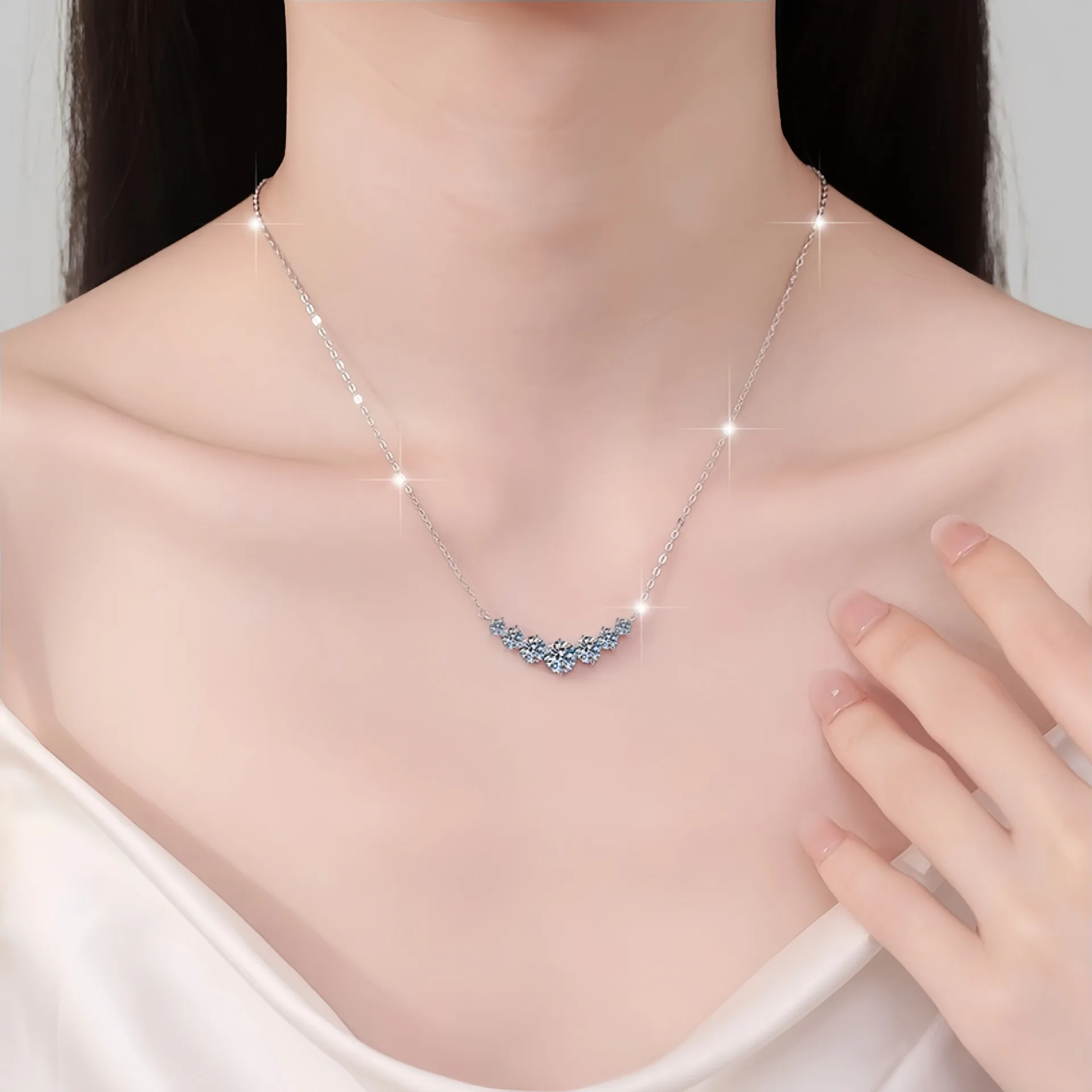 925 Sterling Silver Necklace Pendant 5A Zircon Fashion for Women Wedding Jewelry Engagement Charm Party Gift Fine fine chain image 4
