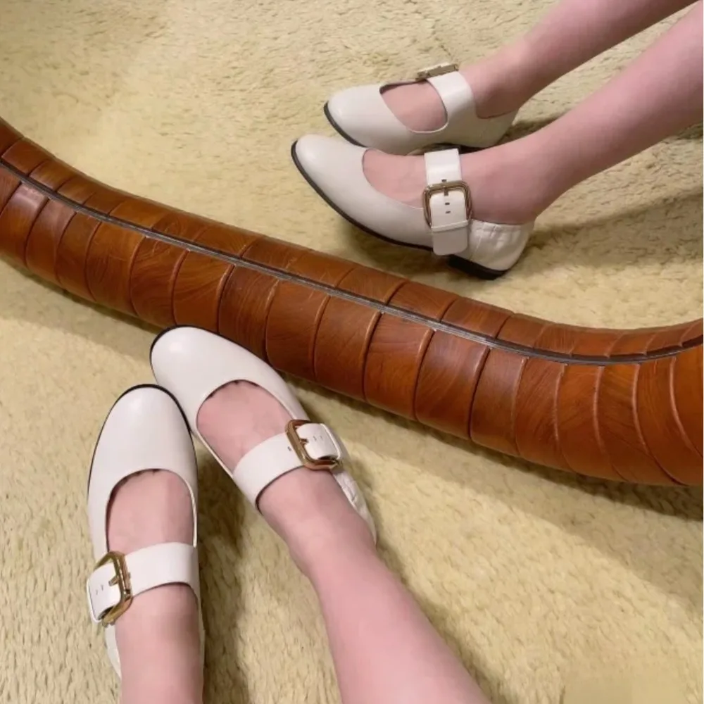 

NIGO Women's Spring And Summer Round Head Commuter Fashion Elegant Temperament Buckle Small Leather Shoes #NGSH1699