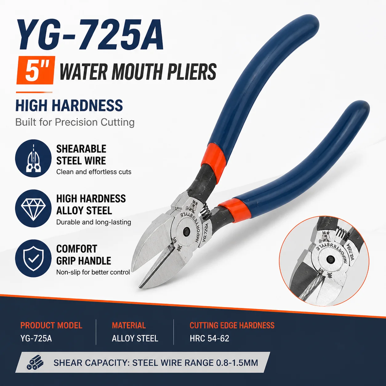 KNY-YG725A Model Sprue Cutters 170 Electronic Pliers 5 Inch Beveled Pliers Plastic Nail Art Wire Industrial DIY Hand Tools