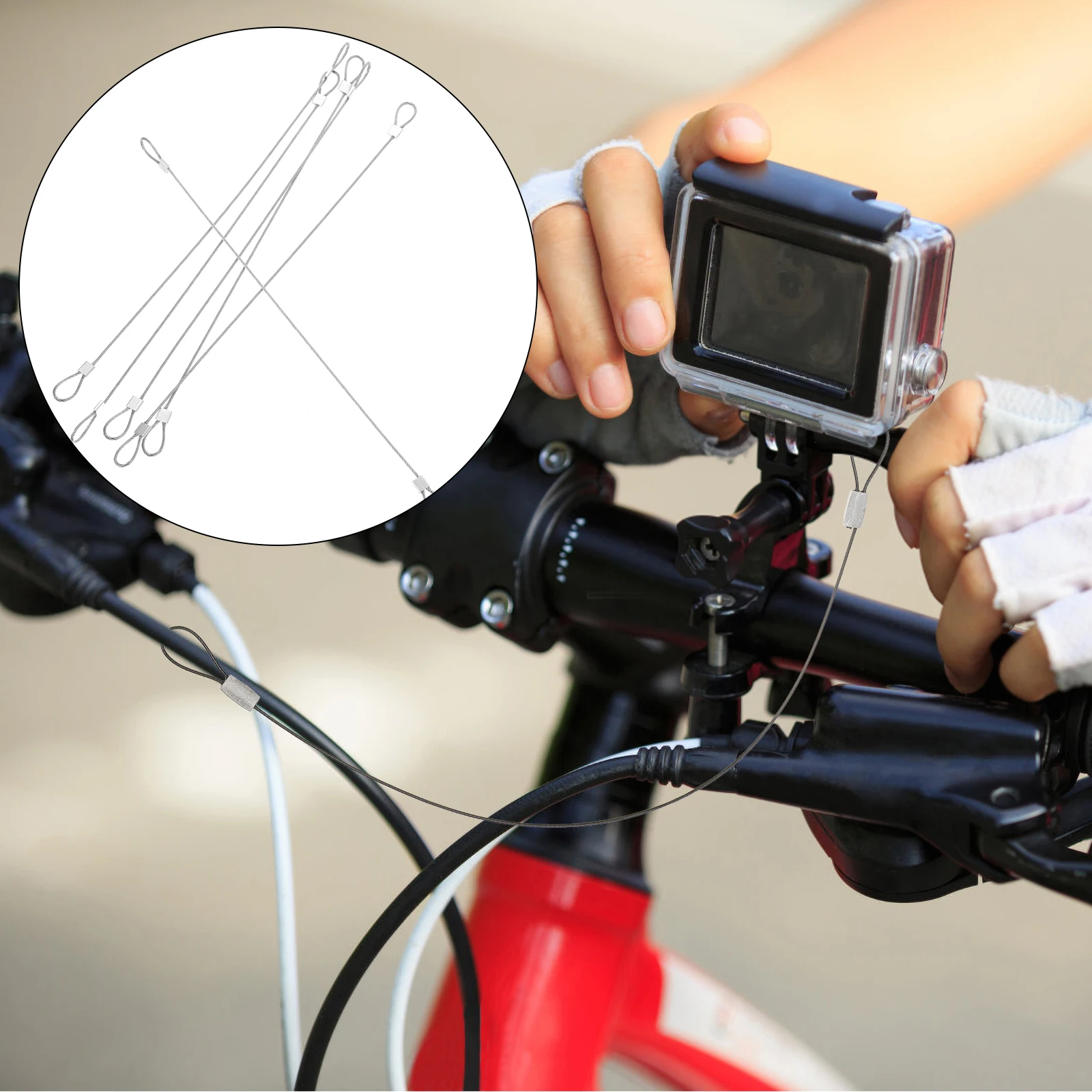 

6Pcs Steel Wire Safety Lanyards Flexible Fit All Size Action Cameras Secure Camera Devices Electronics Luggage Carabiner