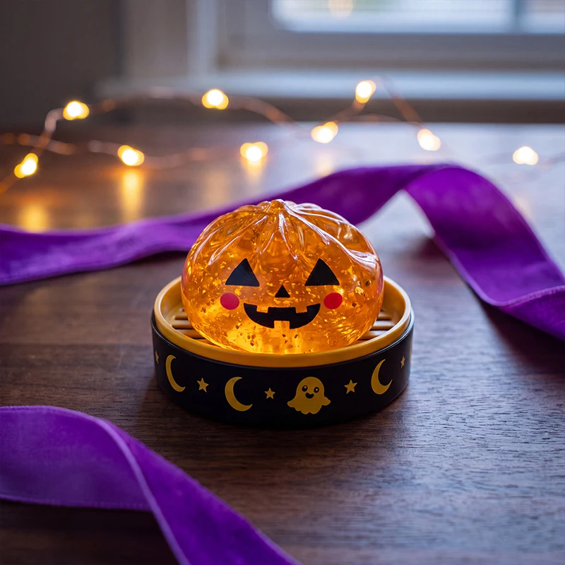 5Pcs Halloween Squishy Bun Stress Relief Dough Squeeze Ball with Steamer Lid & Base Random Color Sensory Toy Gift Box