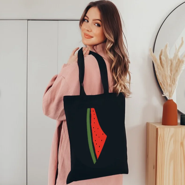 هذا ليس نمط البطيخ حمل حقيبة قماش حقائب كتف ضد الحرب المرأة حقيبة تسوق قابلة لإعادة الاستخدام أفضل هدية للسلام #1