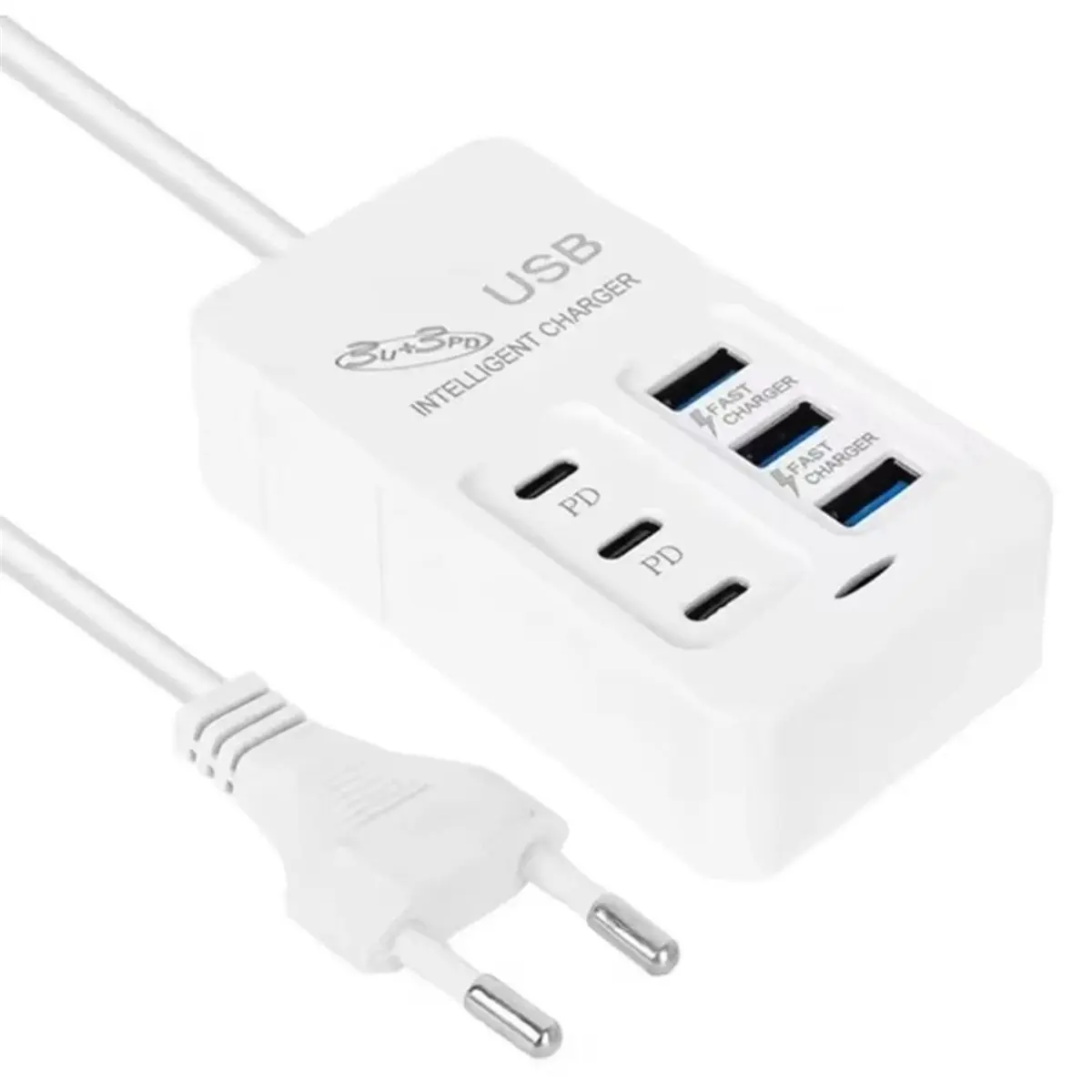 6 Ports Multiport USB Docking Station PD Type-C Mobile Phone Fast Chargin Quick Type C Hub Adapter EU Plug