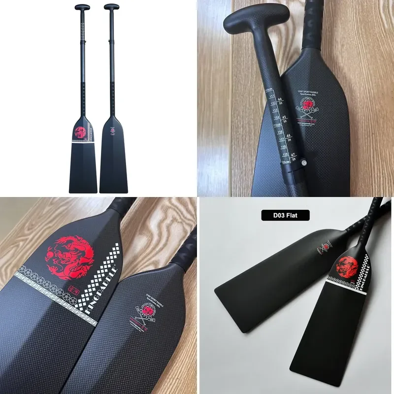 Kingpaddle IDBF Approved Carbon Fiber Adjustable Dragon Boat Paddle-360g Lightweight 48x18cm Blade High Strength