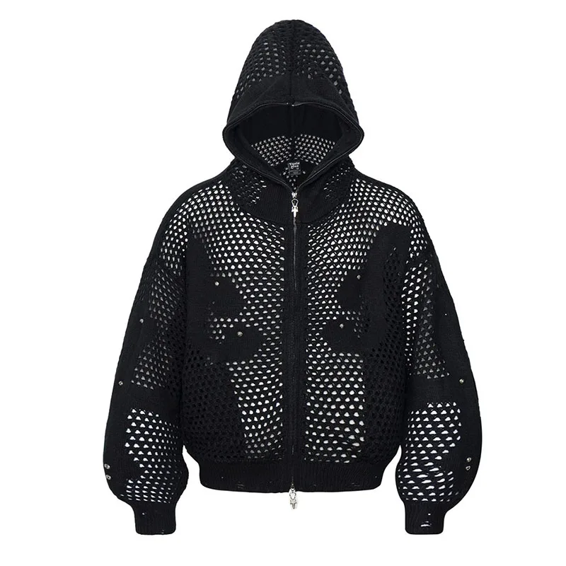 Color Block Patchwork Hooded Sweater Harakuju Streetwear Pullover Hoodies For Male Hook Flower