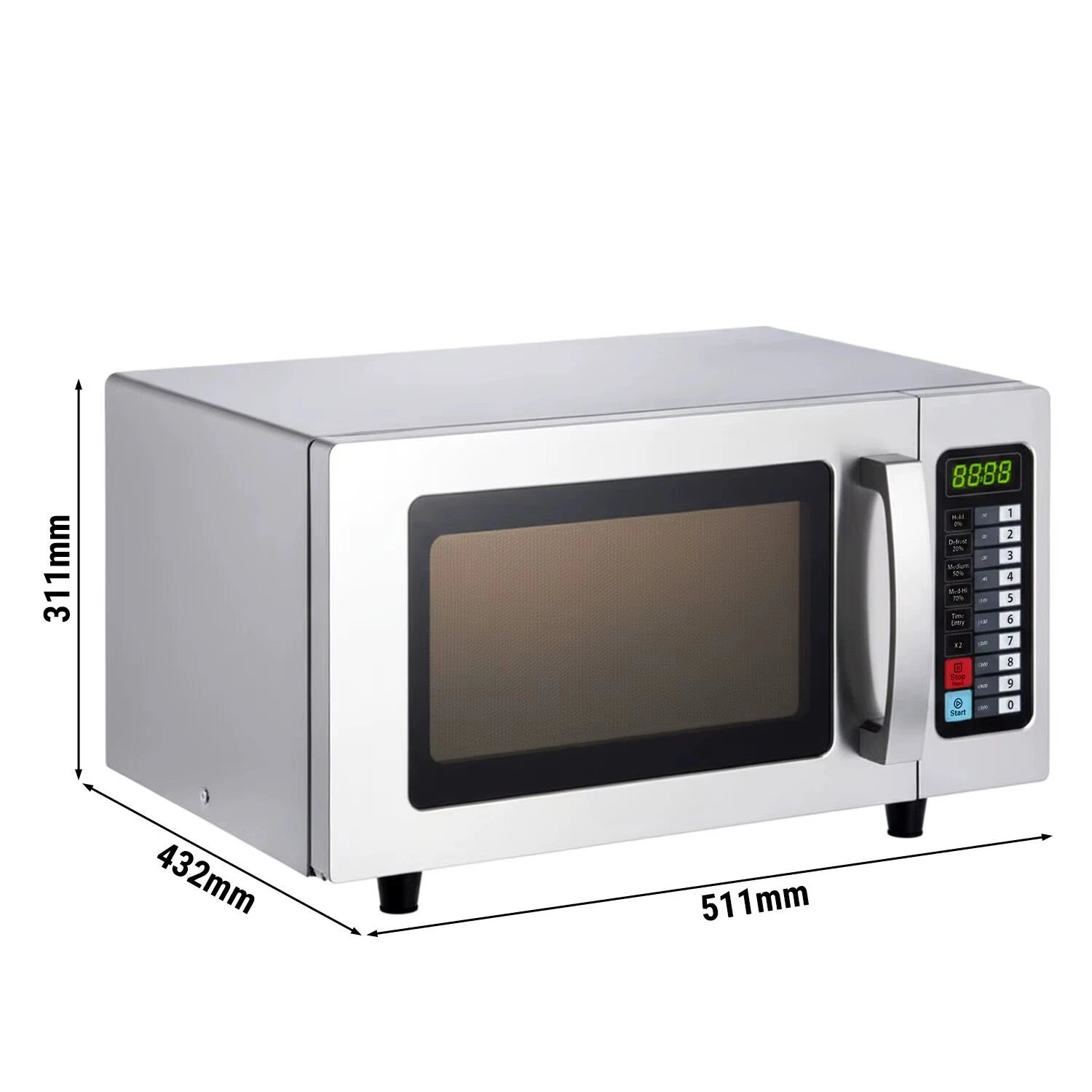 Electric Microwave-25L-1000W-Digital Control-Touch Control-Commercial Use-Stainless Steel-Countertop-Made in Germany