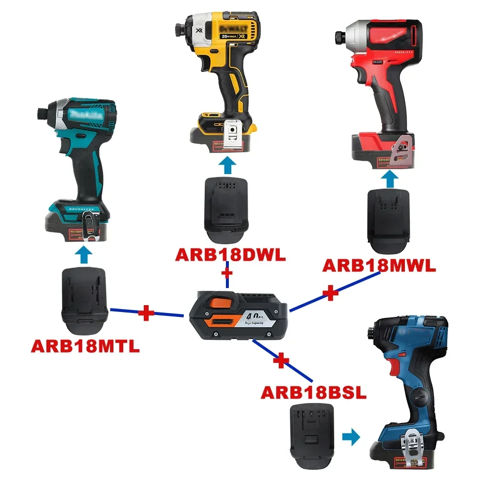 

Adapter Converter ARB18DWL ARB18BSL ARB18MWL Use for Aeg RidGid Battery For Makita For DeWalt For Bosch For Milwaukee Power Tool