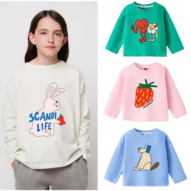 

Kids Cartoon T-shirts 2025 Autumn Long Sleeve Tops for Boys Fashion Girls Blouse Toddler Pullover Children Tees Baby Clothing