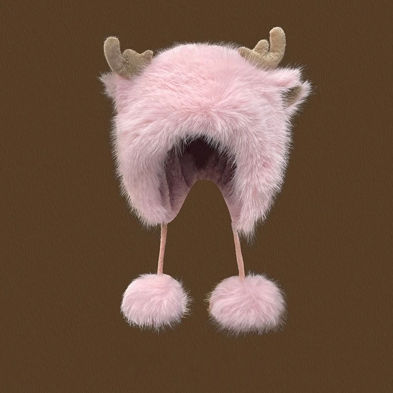 Kerst elanden hoorn hoed dames winter schattig haarbal Lei Feng hoed winter pluche wollen muts warm oor haar hoed