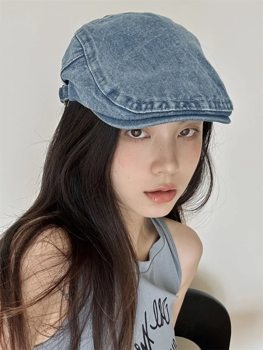 

Men and Women Retro Forward Cap New Fashion Beret Cowboy Washed Simple Newsboy Cap Street Hundred with Painter Hat