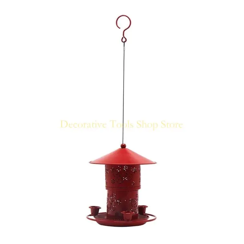 QX2E Beautiful Bird Water Feeder Red Garden D ecoration Hummingbird Seed Feeders