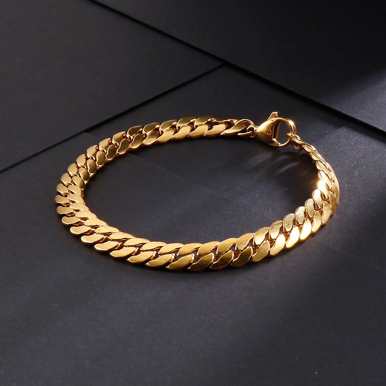 4/5/7mm Schlangenkette Glänzend Poliertes Gliederarmband für Paare Einfacher Edelstahlschmuck Trendige Geschenke Verschiedene Größen