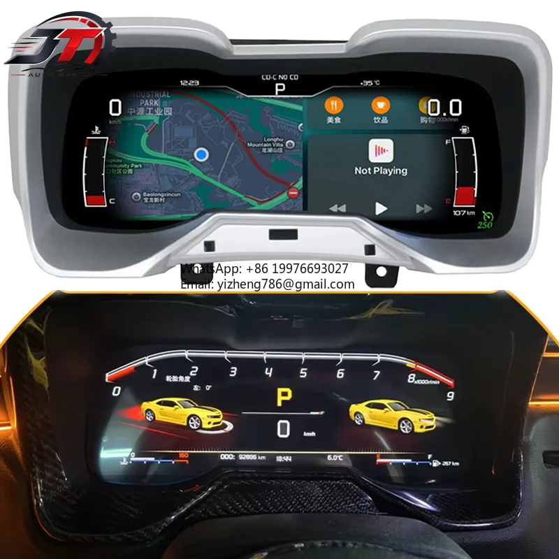 JT 12.3-inch Car Virtual Cockpit Speedometer Carplay For Chevrolet For Camaro 2011-2015 LCD Screen Dashboard Odometer Digital Cl