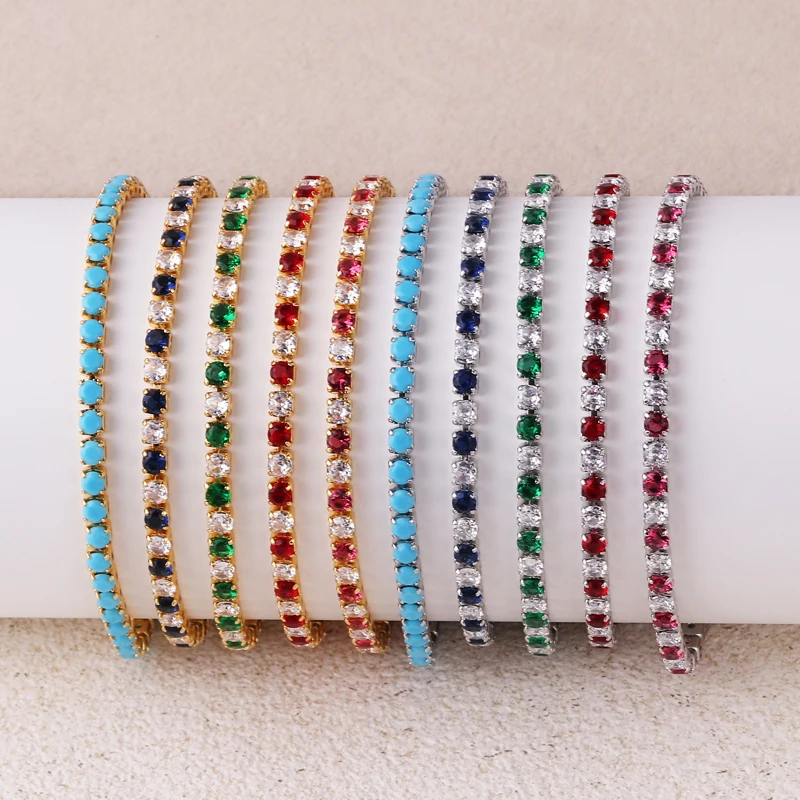 Fashion 3mm Zirconia Tennis Bracelet for Women Crystal Charm Designer Tennis Thin Chain Bracelet on Hand Wedding Jewelry