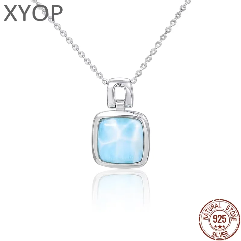 

XYOP 925 Sterling Silver Surprise When Single Item Natural Larimar Necklace Jewelry Personality Party