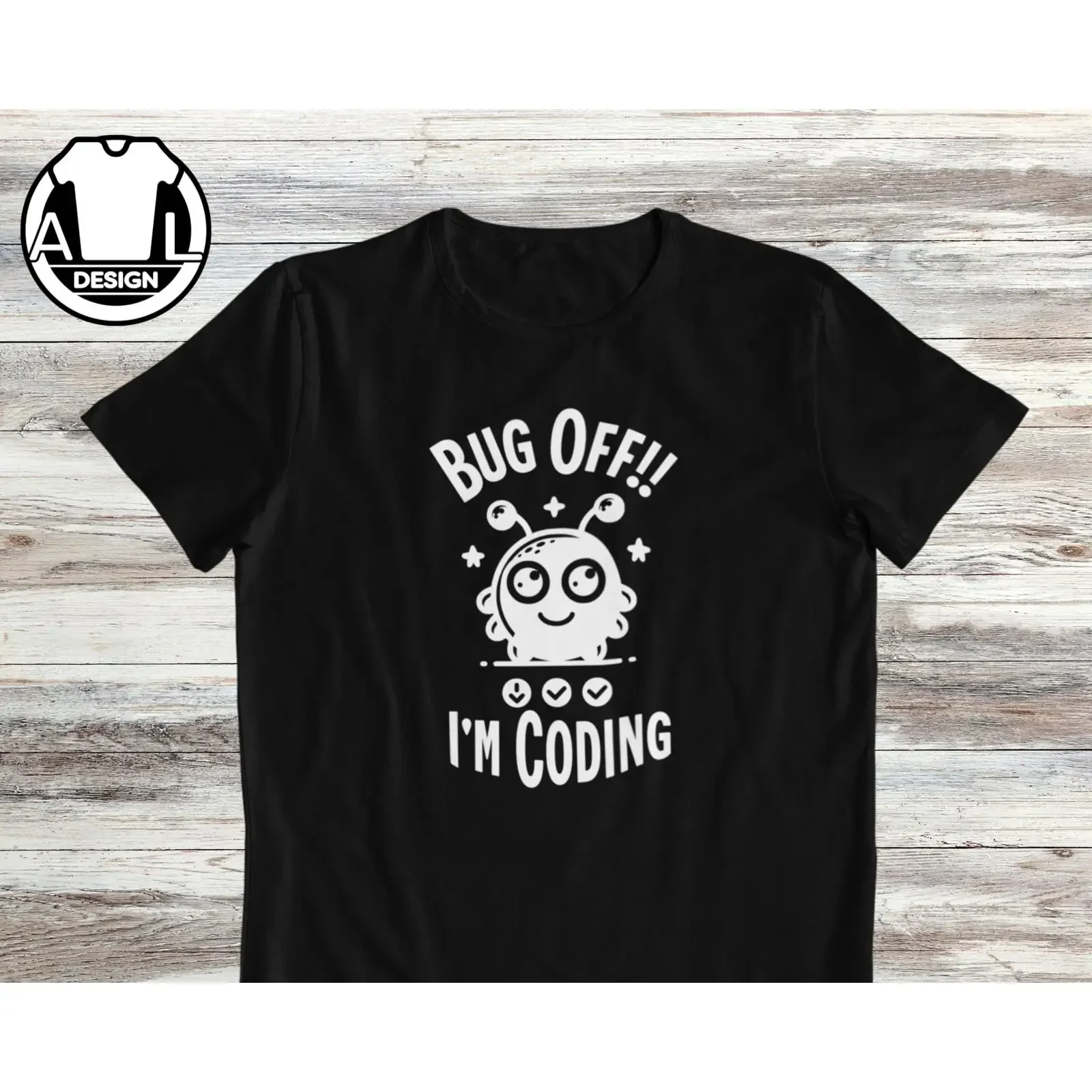 Funny Coder T Shirt Bug Off I amp 39 m Coding Tech vintage Washed Top For Everyday Wear Casual Slightly Versatile homme