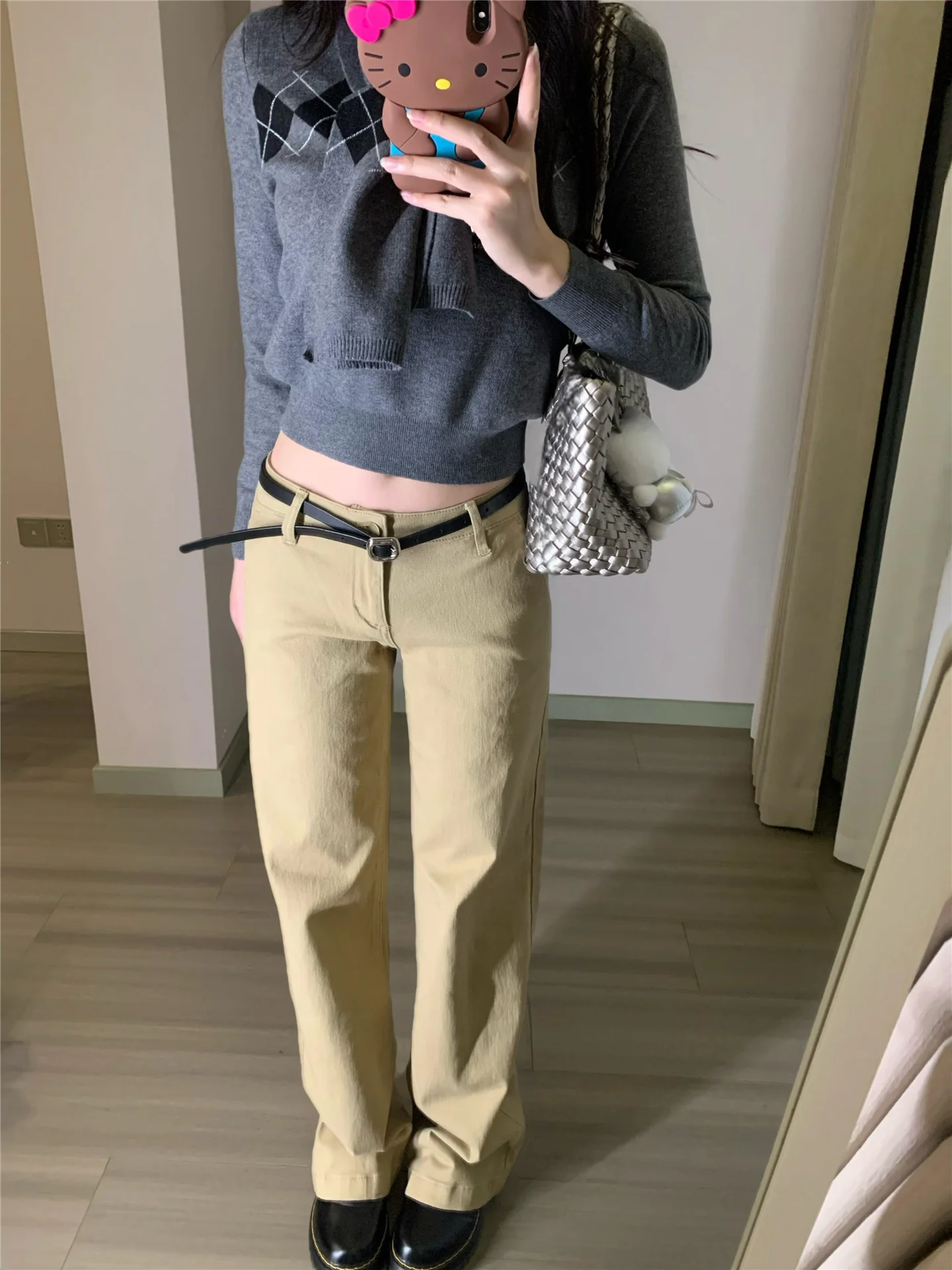 

Джинсы прямого кроя цвета хаки с низкой посадкой, женские, свободные, стройнящие, с широкими штанинами, удлиненные, в пол, повседневные, из хлопкового денима, шорты