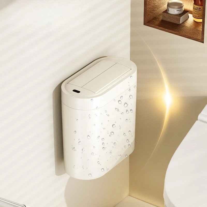 

Intelligent induction trash can household toilet bedroom automatic bag laying bathroom new narrow slot double door
