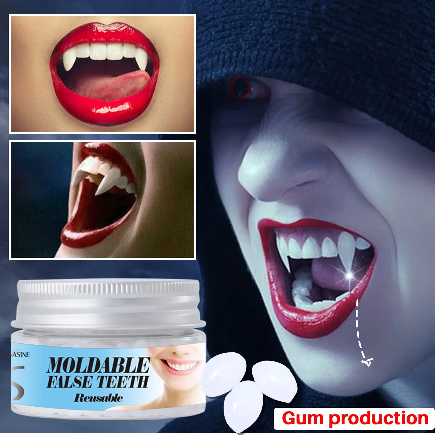 Moldable False Teeth DIY Teeth Non-Toxic Reusable Fake Teeth for Broken Teeth Missing Teeth Halloween Dentures, 30g