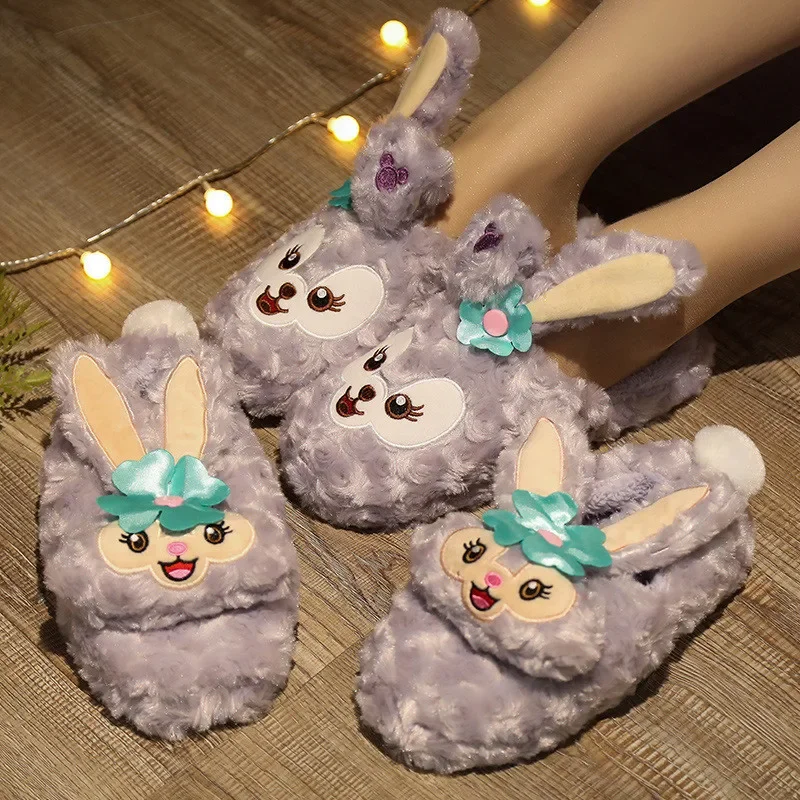 Winter warm slippers women cute home slippers ladies one size interior floor shoes woman house sneakers slider