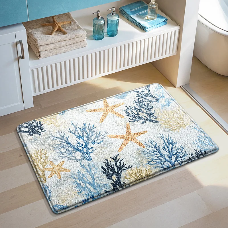 

Коврик для ванной Ocean-Themed — ультрамягкий коврик из губки — быстро впитывающий и быстросохнущий — нескользящий и приятный для кожи — декор для ванной комнаты