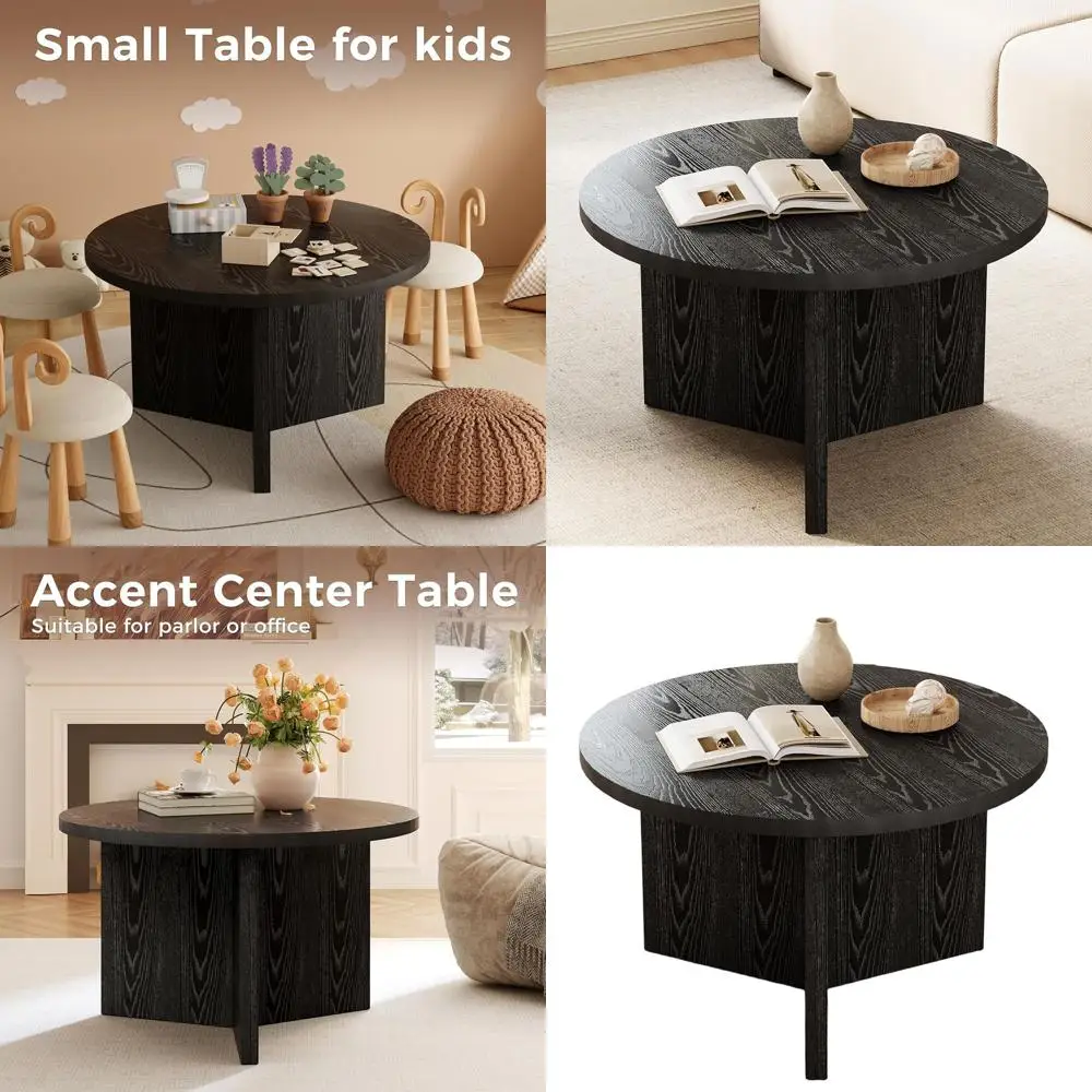 

Compact Modern Coffee Table for Small Living Spaces with Adjustable Legs, Black