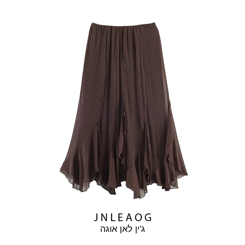 

Spring New Arrival Women's Lace Layered Decorative Midi Skirt French Style Casual Polyester Fibre Uneven Hemline