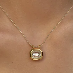 CAOSHI Simple Stylish Box Chain Necklace Female Bright Cubic Zirconia Gold Color Daily Wear Exquisite Accessories Party Jewelry
