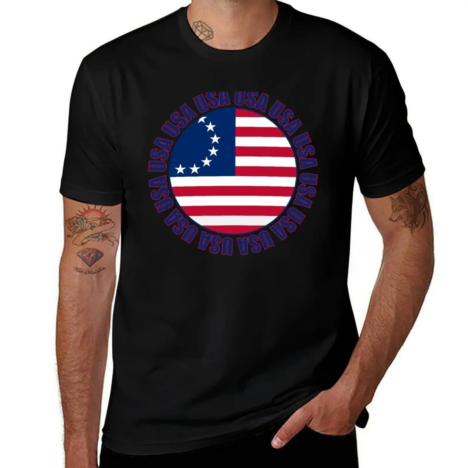 

00070-20400-13 Star American Flag-USA T-Shirt croswit shirt man Funny t-shirt vintage clothes mens designer t shirt