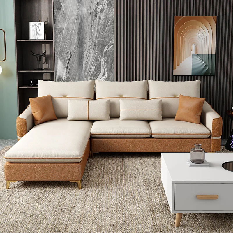 TuyaItalian Light Luxury Technology Cloth Sofa Simple Modern Small Family Living Room Nordic Minimalist Wash Free Sofa