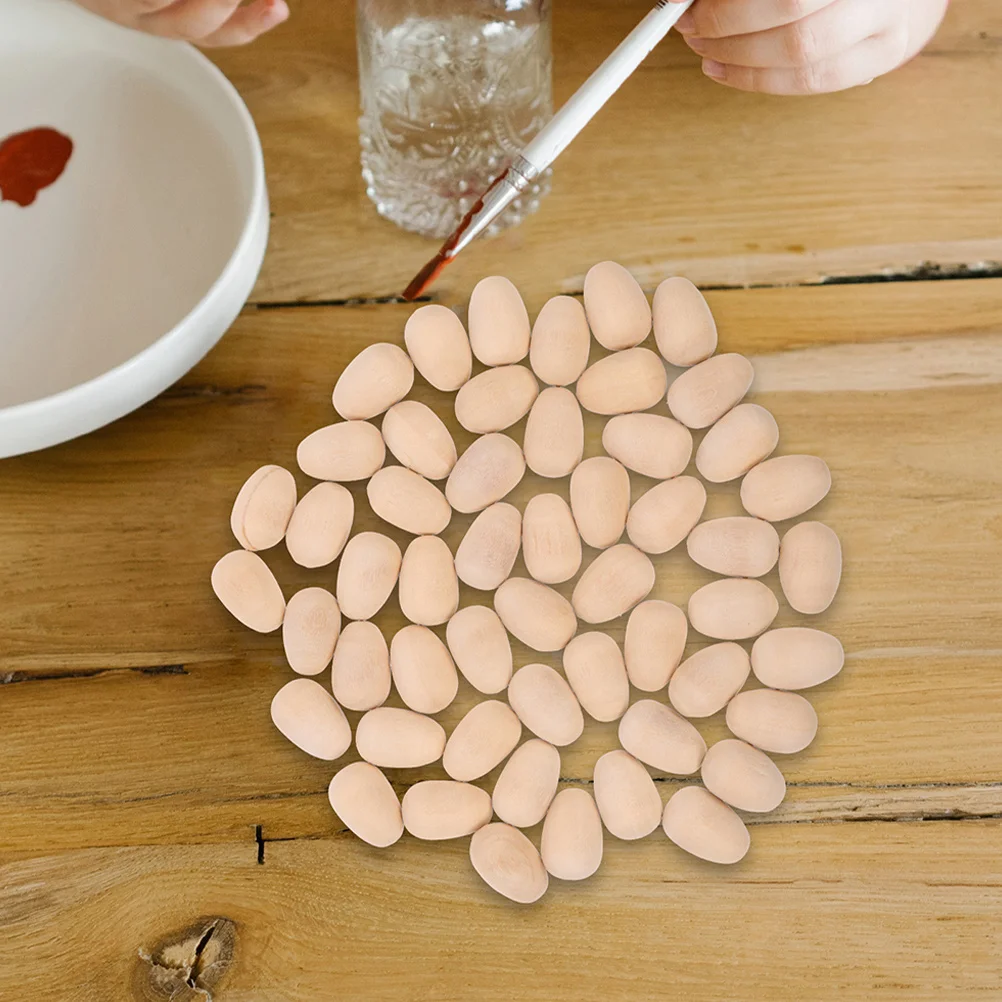 

200Pcs Wooden Fake Eggs Realistic Touch Simulation Egg Decor DIY Painting Art Supplies Fake Eggs Wooden Egg Decorative Props